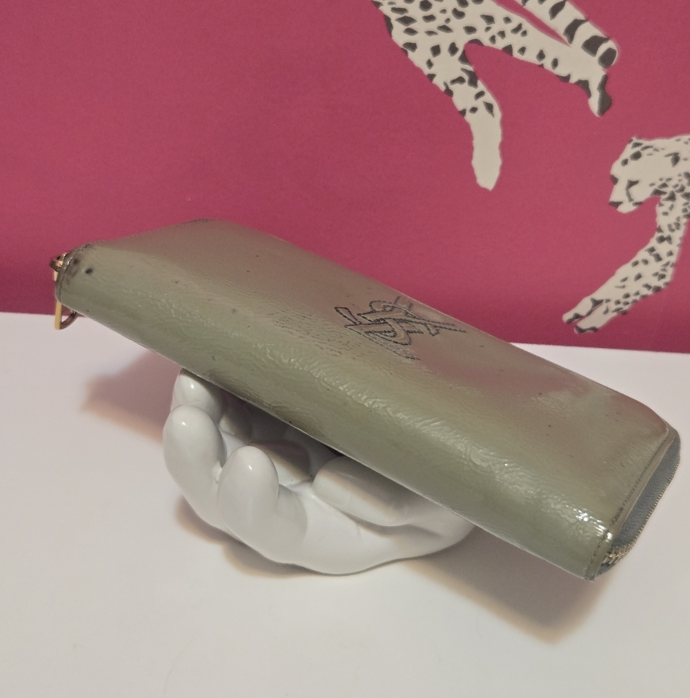 GUC Yves Saint Laurent Olive Green Patent Leather Ziparound Continental Wallet - Picture 9 of 15